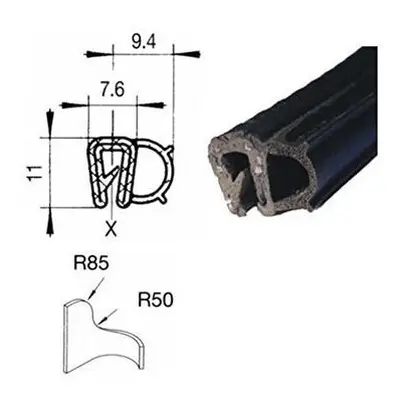 Eutras Draught Excluder Rubber Door Seal Boot GasketÂ ÂÂ CLAMP 0.8Â ÂÂ 2.5Â mmÂ ÂÂ BlackÂ ÂÂ