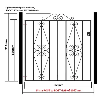 (1067mm GAP X 914mm High Galvanised) Stirling Scroll Garden Gates galvanised metal iron