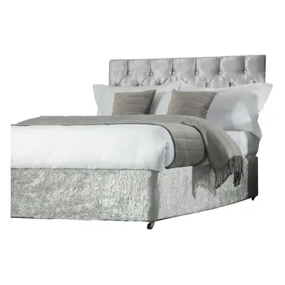 (King, Silver) Belledorm Divan Crushed Velvet Base Wrap