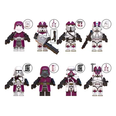 (Style A 8pcs) 16pcs Clone Engineer Airborne Cavalry Squad Echo Jesse Rex Mini Figures Fit Lego 