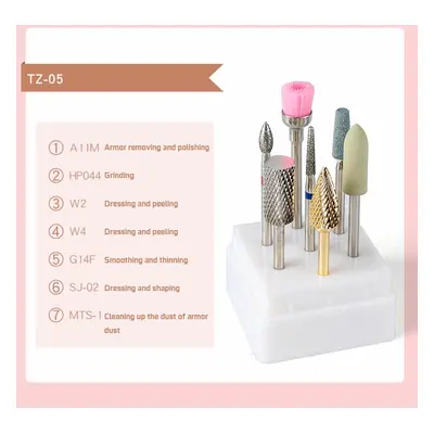 (TZ-05) 7Pcs/Set Nail Art Drill Bits Ceramics Tungsten Steel Gel Removal Acrylic Cuticle Electri