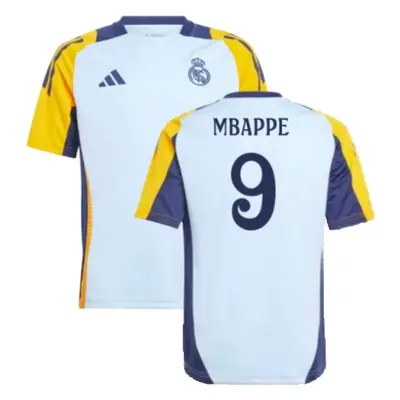 (XXL) Real Madrid Training Shirt (Glow Blue) - Kids (Mbappe 9)