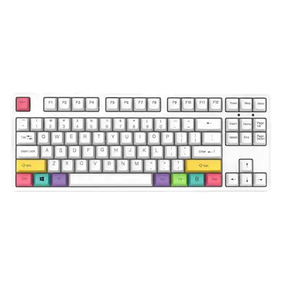 (White, Brown Switch) Keys Mechanical Programming Gaming Keyboard Triple Mode With Detachable Pa