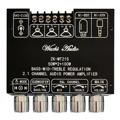 2.1 Channel Bluetooth 5.1 Subwoofer Amplifier Board Module 50WX2+100W Power Audio Stereo Amplifi