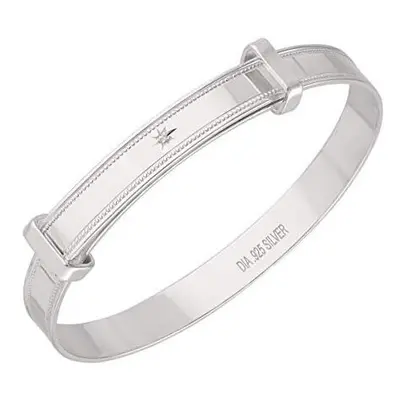 Sterling Silver Diamond Expander Bangle Childs 2.213cm Internal Diameter