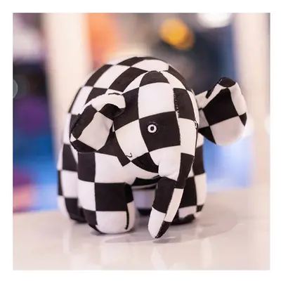 (black white, 30cm) Kawaii Elmer the Elephant Plush Figure | Cute Cartoon Plaid Toy | Kids' Chri