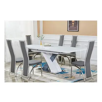 Axara Large Extending Grey Dining Table Chicago Grey Chairs