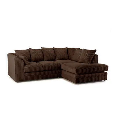 (Chocolate, Right Hand Corner ) Luxor Jumbo Cord Seater Corner Sofa