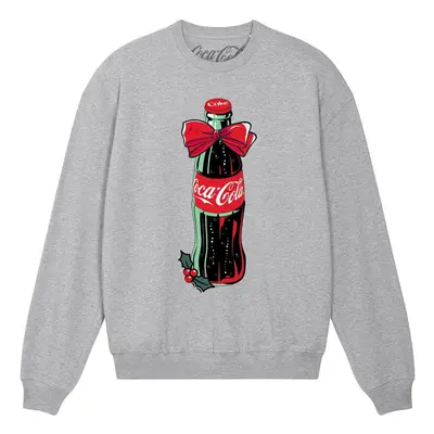 (XL, Heather Grey) Coca-Cola Unisex Adult Bottle Bow Sweatshirt