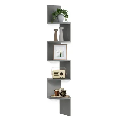 VASAGLE Corner Shelf Wall Mount 5Tier Floating Corner Bookshelf Plant Shelf for Bedroom Living R