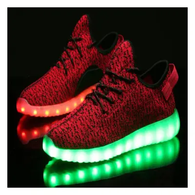 (red, 46) Led Fiber Optic Shoes For Men Women Usb Recharge Glowing Sneakers Man Light Up Shoes S