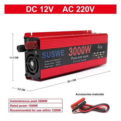 (as the picture, 12V110V3000W) Pure Sine Wave Inverter 1000w 2000w 2200w 3000w Dc 12v 24v To Ac 