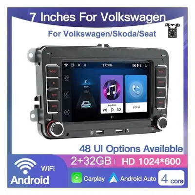 (as the picture, 2+32GB) 2din Android Carplay Gps Car Multimedia Player For Volkswagen Golf Polo