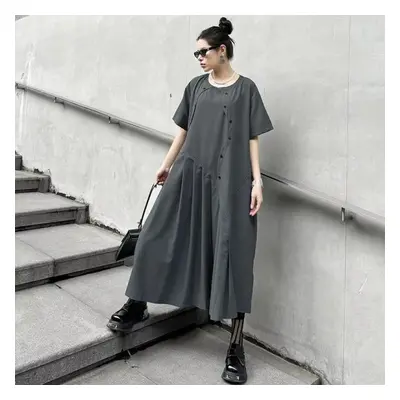 (grey, One Size) Xitao Asymmetrical Pleated Dress Hqq2310