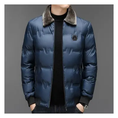 (ultramarine blue, XXL) Men&apos;s Cotton-padded Coat Autumn And Winter Warm And Casual Cotton-p