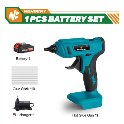 (1xBattery Set) 100w 280c Cordless Hot Melt Glue Gun Portable Rechargeable With 10pcs 11mm Glue 