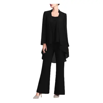 (black, S) Womens Pieces Chiffon Mother Of The Bride Pants Suits For Wedding Guest Formal Evenin