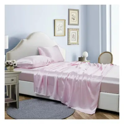 (pink, Twin) Colors Four-piece Set Of Solid Color Luxury Sheets Bed Hat Pillowcase Home Bedding