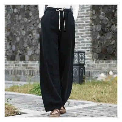 (black, One Size) Johnature Lantern Pants Autumn Winter Loose Retro Plus Size Women Pants