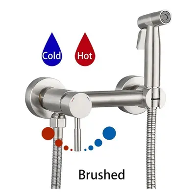 Ula Bidet Faucet Stainless Steel Toilet Faucet Handheld Bidet Sprayer Set Cold Hot Water Mixer C