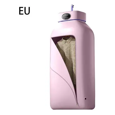 (Pink EU plug) Multifunctional Dryer Electric Clothes Dryer Portable Compact Foldable Laundry Dr