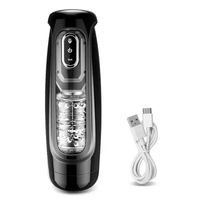 (black, A) Automatic Male Mastubator Telescopic Rotating Masturbation Cup For Men Blowjob Pussy 