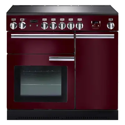 Rangemaster PROP90EICY/C Professional Plus Cranberry with Chrome Trim 90cm Induction Range Cooke