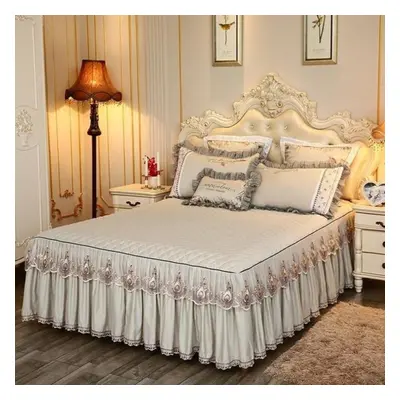 (beige, Skirt sheet 180x200cm) (no Pillowcase)bedding Sets Textile Princess Lace Quilted Bedcove