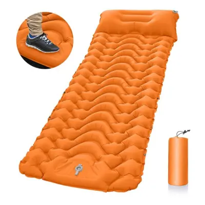 (dark blue, 196*68*8cm) One Person 40d Tpu Feet Air Mat Inflatable Camping Outdoor Sleeping Pad 