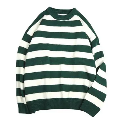 (white,green, XXL) Autumn Winter Knitted Striped Sweater Women Casual Oversized Pullovers Sweate