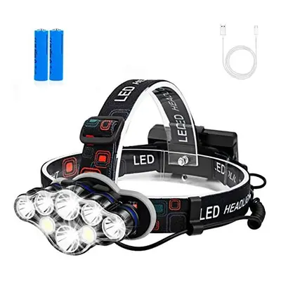 Cadinacy Head Torch, LED Super Bright USB Rechargeable Headlamp Waterproof Modes Headlight with 