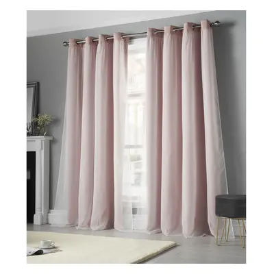 (168cm x 229cm, Pink) Beck 95% Blackout Eyelet Curtains - Pair