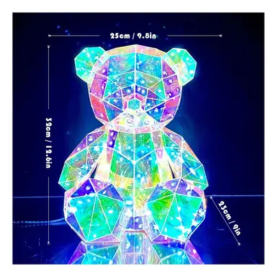 (Style C) 30CM Light Up Teddy Bear Romantic Surprise Bear Lamp Colorful Red Heart Bear