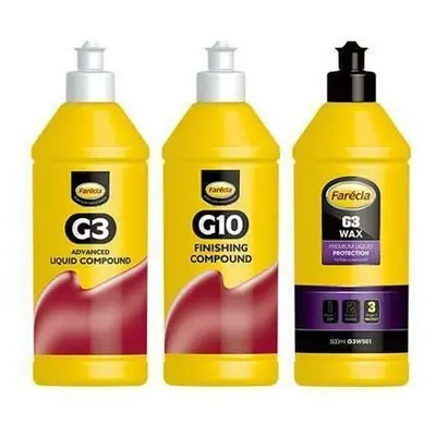 Farecla G3 Wax 500ml, G3 Advanced Liquid 500ml & G10 500ml Compound & Polish Kit