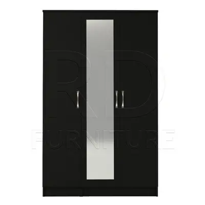 Ready assembled Classic Door Mirrored Wardrobe Black