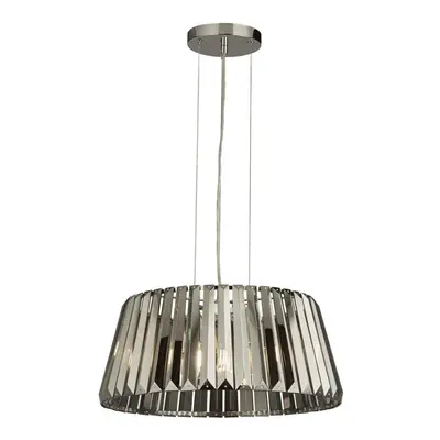 Searchlight Tiara Light Pendant, Chrome Smoke Glass