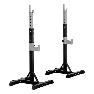 HOMCOM Pairs Barbell Squat Rack Portable Stand Weight Lifting Bench w/ Wheels