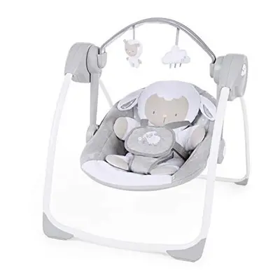 Comfort Go Compact Portable 6Speed Baby Swing with Music Folds for Easy Travel Cuddle Lamb Month