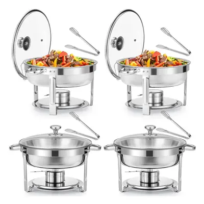 Crenex 4Pcs Stainless Steel 6Qt Chafing Dish Buffet Set Food Warmers