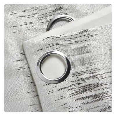 (117cm x 183cm, Silver) Reflection Fully Lined Eyelet Ring Curtains Pair