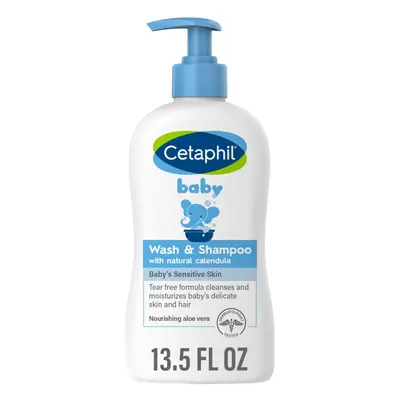 Baby Wash & Shampoo with Organic Calendula ,Tear Free , Paraben, Colorant and Mineral Oil Free ,