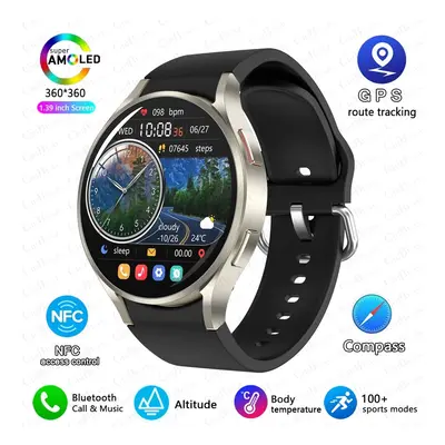 (black) New NFC Bluetooth Call Smart Watch Adult Watch GPS Motion Track 360*360 HD Screen Watche