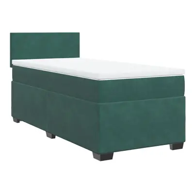 vidaXL Box Spring Bed with Mattress Home Bed Frame Dark Green 90x190 cm Velvet