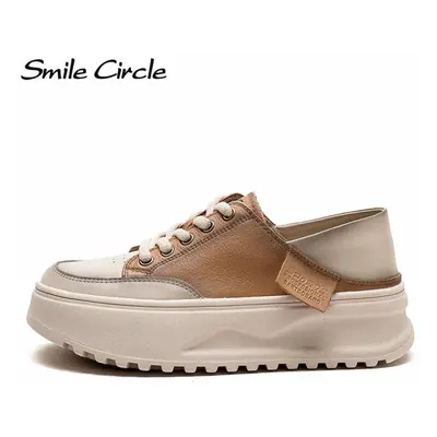 (yellow, 40) Genuine Leather Women Sneakers Round Toe Lace Up Flat Shoes Low Fashion Casual Shoe