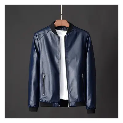 (acid blue, 8XL) Spring And Autumn New Men&apos;s Pu Leather Jackets Daily Leisure Motorcycle Ja