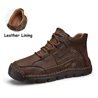 (khaki, 39) Men&apos;s High-top Casual Shoes Handmade Plush Shoes Casual Shoes Autumn And Winter