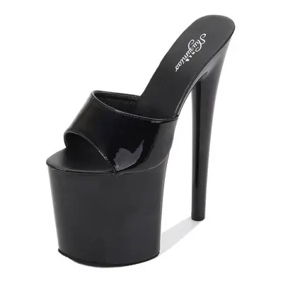 (black, 39) Women&apos;s Summer Sandals Lacquer Leather Sexy Platform Pumps High Heels Waterproo