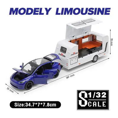 (blue, 1/32-Size:34.7*7.8*7cm) 1/32 Scale Tesla Model Y Caravan Metal Diecast Alloy Toy Car Mode