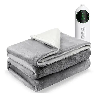 Heated Throw Electric Blanket, X 130cm Flannel Heated Blanket, Heat and Timer Level, Grey Electr