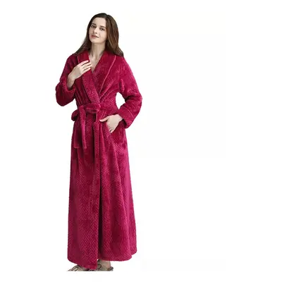 (Rose, UK Womens size = Tag Size M) Womens Bathrobe Long Fleece Dressing Gown Luxury Winter Hous